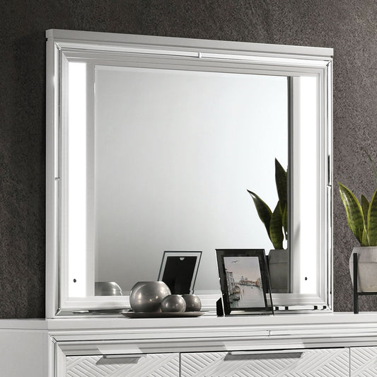 Marmore LED Dresser Mirror White - Walo Furniture