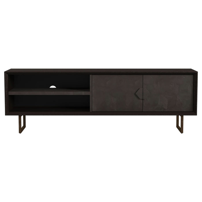 Marsden 2 - door Mango Wood 70" TV Stand Charcoal Black - Walo Furniture