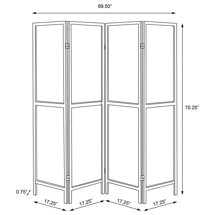 Mattison 4 - Panel Room Divider Folding Shoji Screen Natural - Walo Furniture