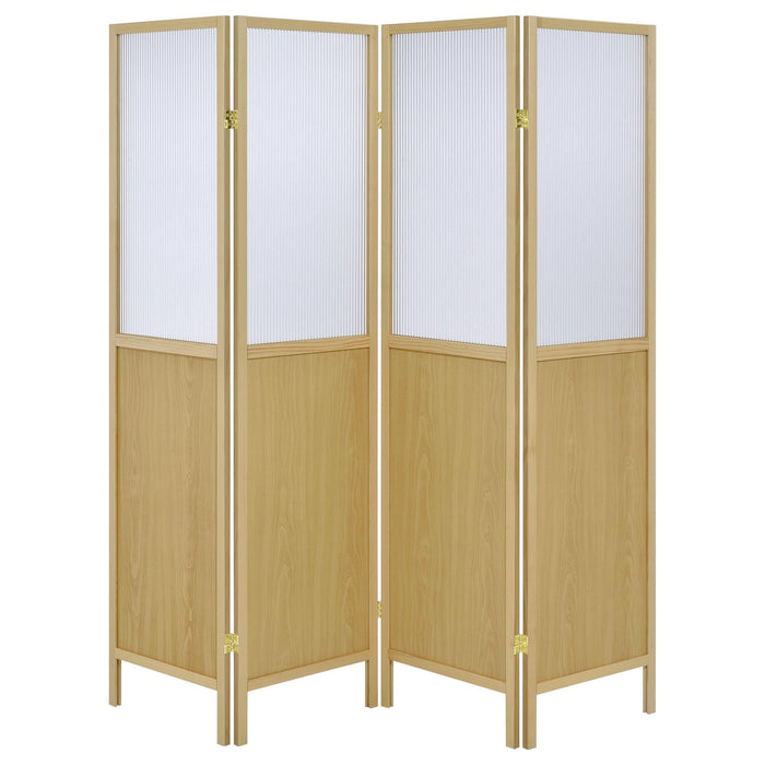 Mattison 4 - Panel Room Divider Folding Shoji Screen Natural - Walo Furniture