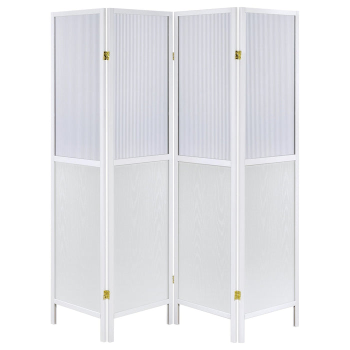 Mattison 4 - Panel Room Divider Folding Shoji Screen White - Walo Furniture