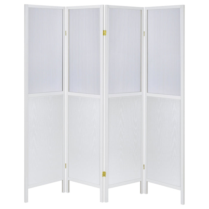 Mattison 4 - Panel Room Divider Folding Shoji Screen White - Walo Furniture