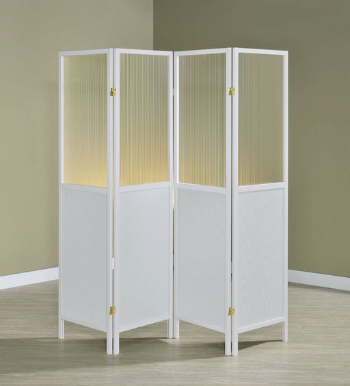 Mattison 4 - Panel Room Divider Folding Shoji Screen White - Walo Furniture