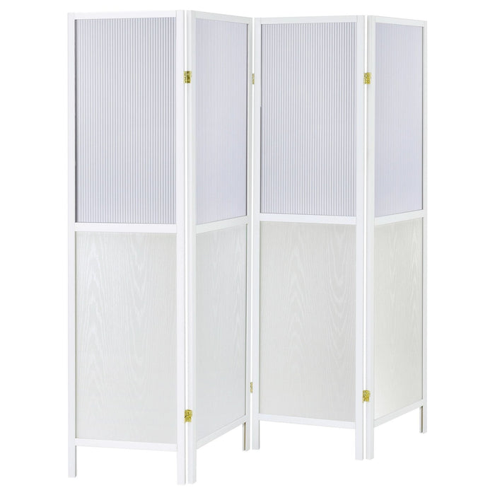 Mattison 4 - Panel Room Divider Folding Shoji Screen White - Walo Furniture