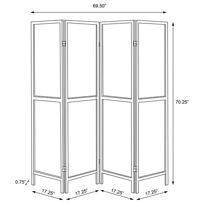 Mattison 4 - Panel Room Divider Folding Shoji Screen White - Walo Furniture