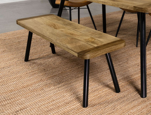 Maverick Wood Dining Bench Natural Mango and Black - Walo Furniture