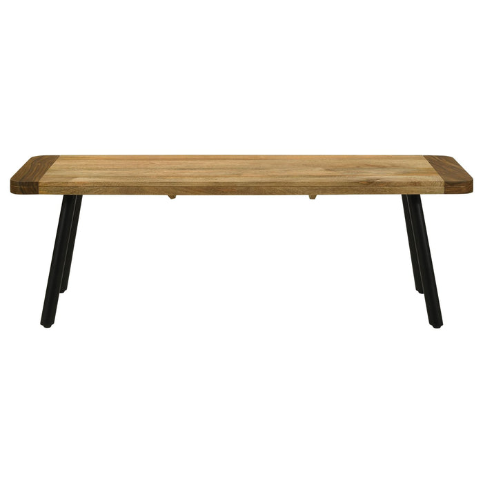 Maverick Wood Dining Bench Natural Mango and Black - Walo Furniture