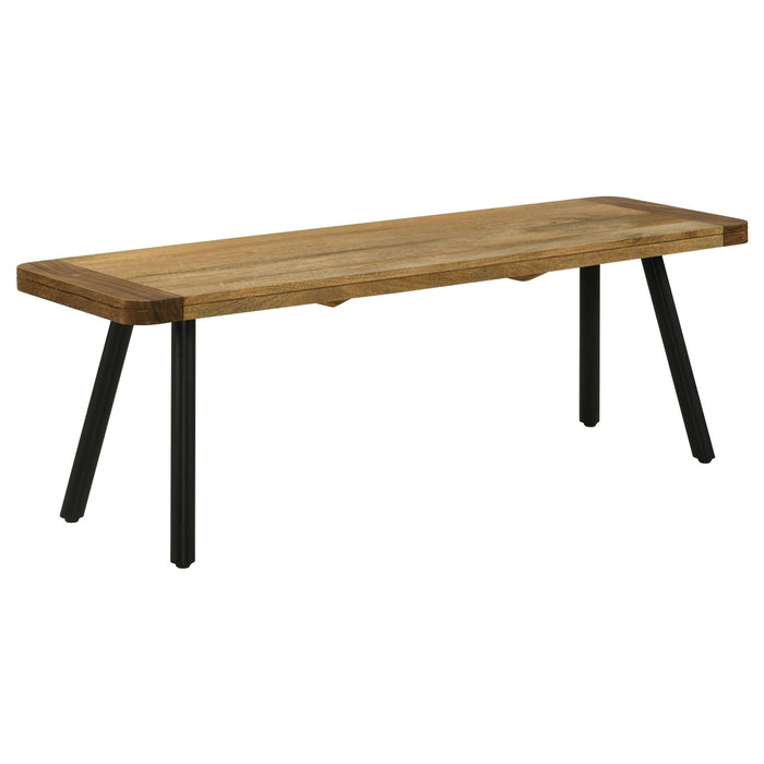 Maverick Wood Dining Bench Natural Mango and Black - Walo Furniture