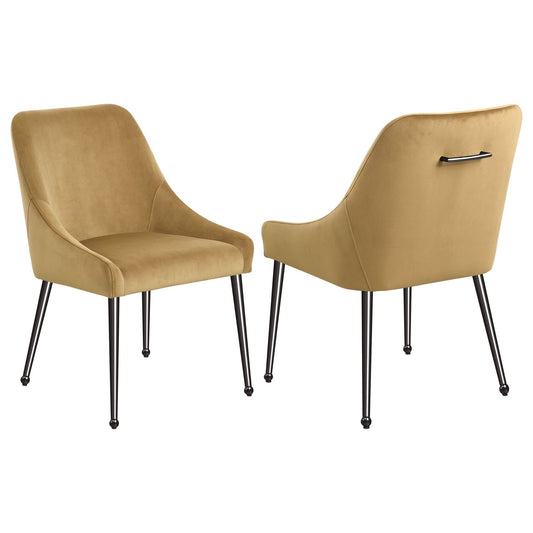 Mayette Upholstered Dining Side Chair Cognac (Set of 2) - Walo Furniture