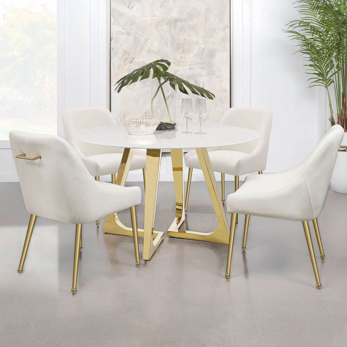 Mayette Upholstered Dining Side Chair Ivory (Set of 2) - Walo Furniture