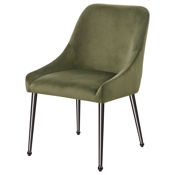 Mayette Upholstered Dining Side Chair Olive (Set of 2) - Walo Furniture