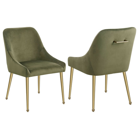 Mayette Upholstered Dining Side Chair Olive (Set of 2) - Walo Furniture