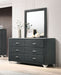 Melody 6 - drawer Upholstered Dresser with Mirror Grey - Walo Furniture