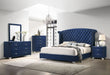 Melody 6 - drawer Upholstered Dresser with Mirror Pacific Blue - Walo Furniture