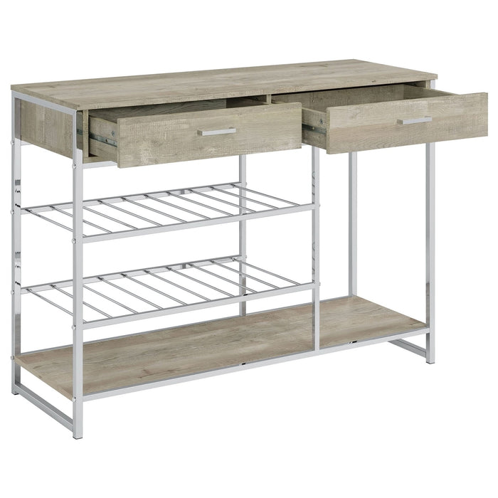 Melrose 2 - drawer Home Bar Storage with Wine Rack Grey - Walo Furniture