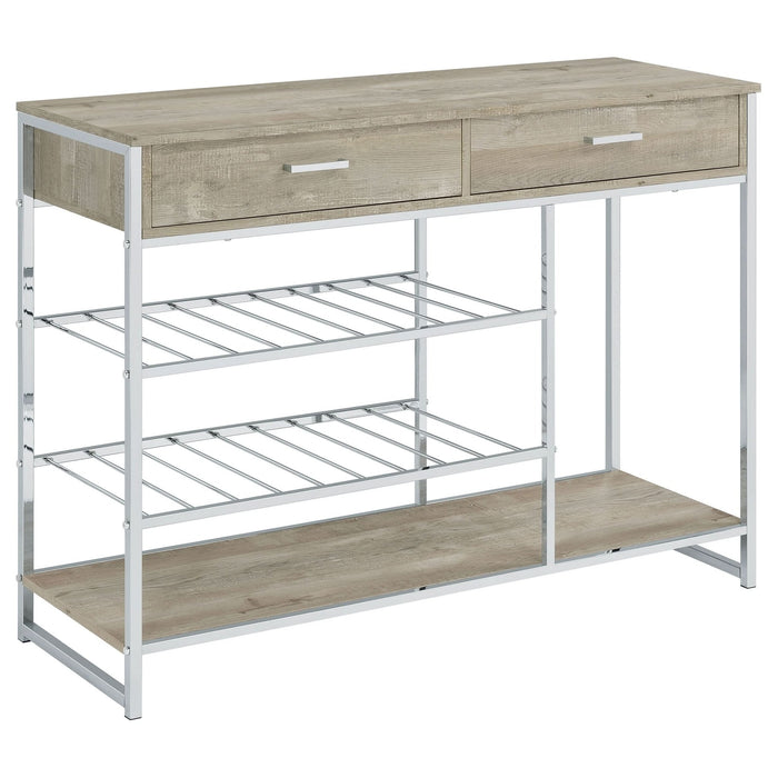 Melrose 2 - drawer Home Bar Storage with Wine Rack Grey - Walo Furniture