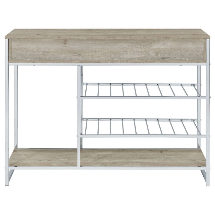 Melrose 2 - drawer Home Bar Storage with Wine Rack Grey - Walo Furniture