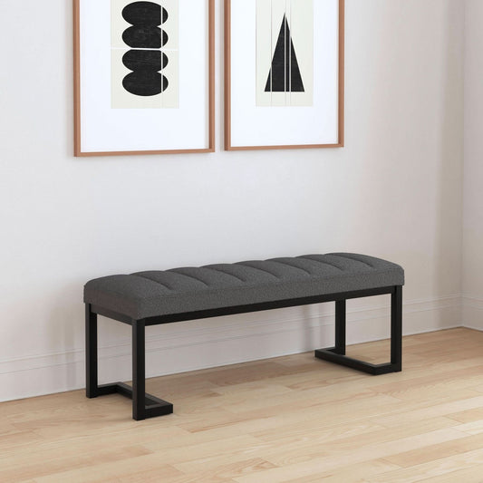 Mesa Boucle Upholstered Tufted Accent Bench Charcoal - Walo Furniture