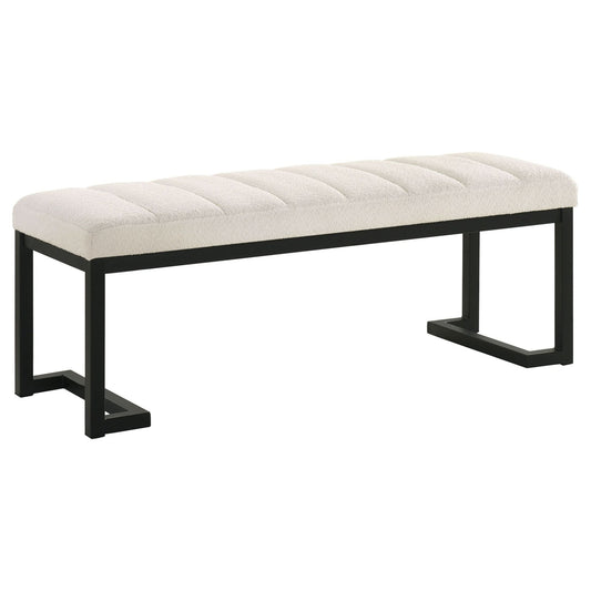 Mesa Boucle Upholstered Tufted Accent Bench Vanilla - Walo Furniture