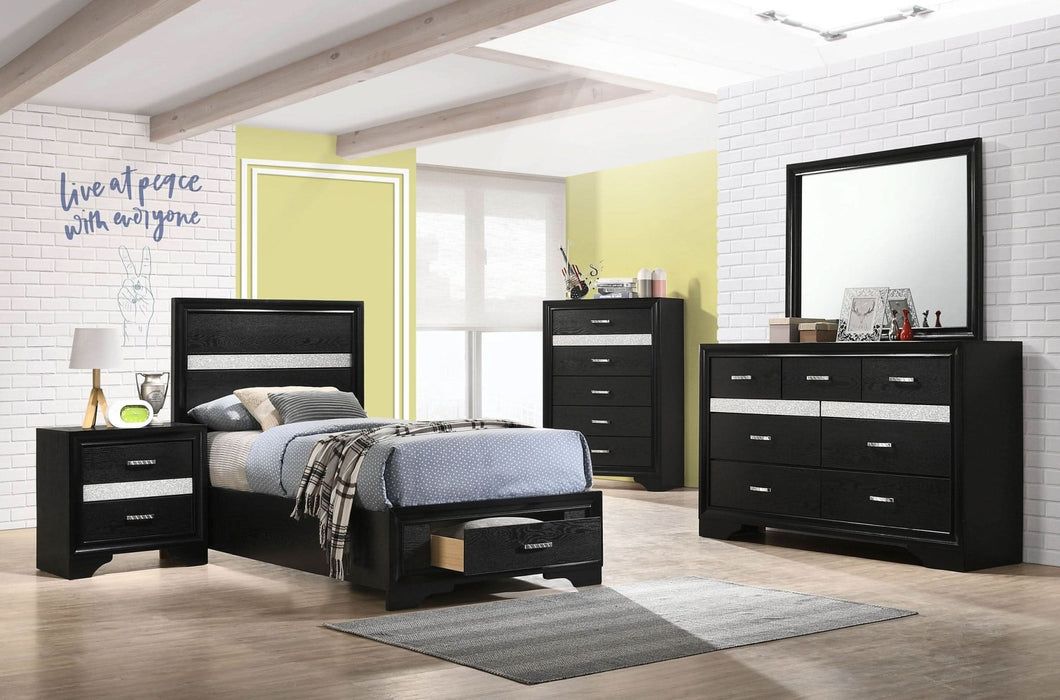 Miranda 4 - piece Twin Bedroom Set Black - Walo Furniture