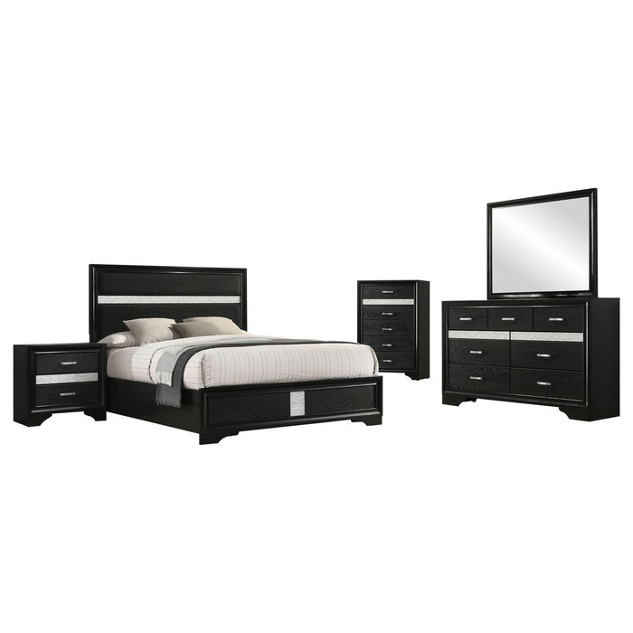 Miranda 5 - piece Full Bedroom Set Black - Walo Furniture