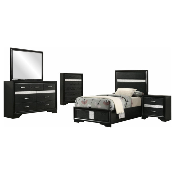 Miranda 5 - piece Twin Bedroom Set Black - Walo Furniture