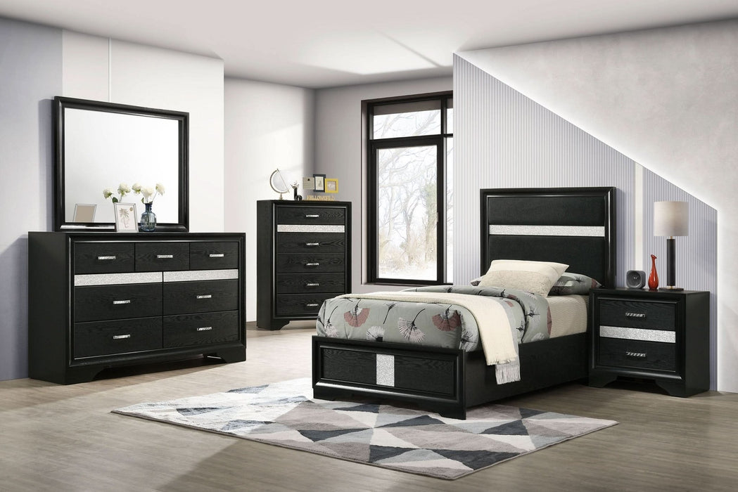 Miranda 5 - piece Twin Bedroom Set Black - Walo Furniture