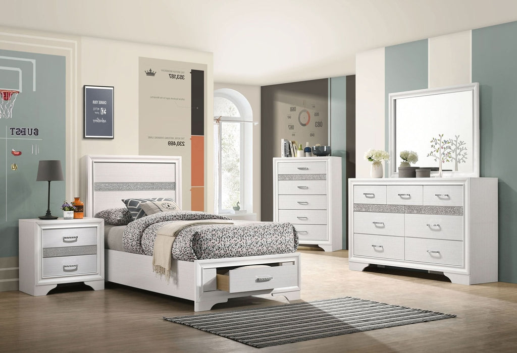 Miranda 5 - piece Twin Bedroom Set White - Walo Furniture