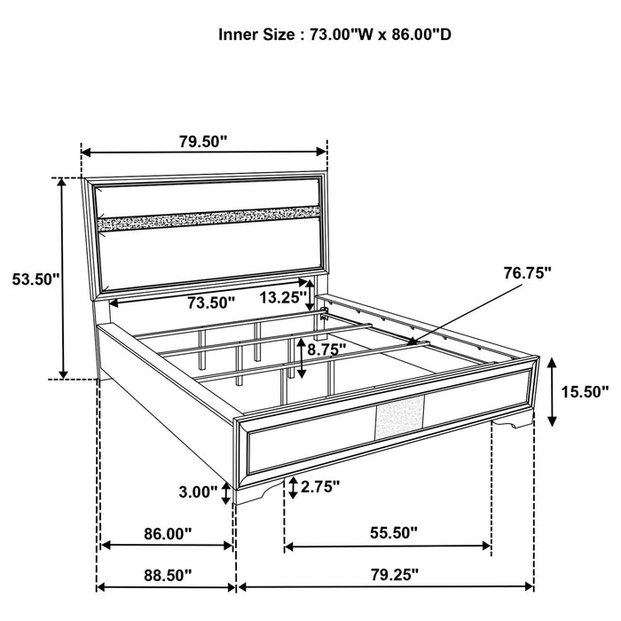 Miranda 54 - inch Upholstered California King Panel Bed Black - Walo Furniture