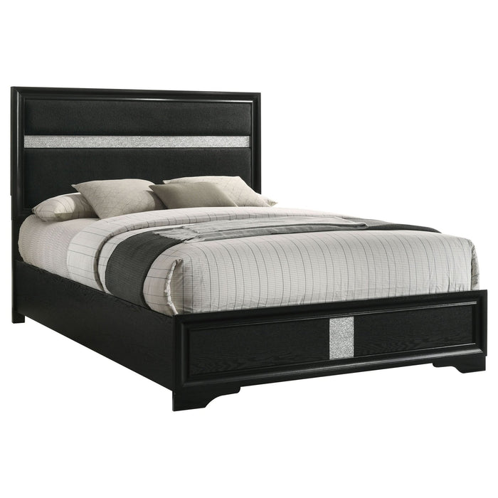 Miranda 54 - inch Upholstered California King Panel Bed Black - Walo Furniture