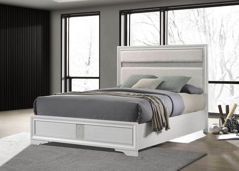 Miranda 54 - inch Upholstered California King Panel Bed White - Walo Furniture