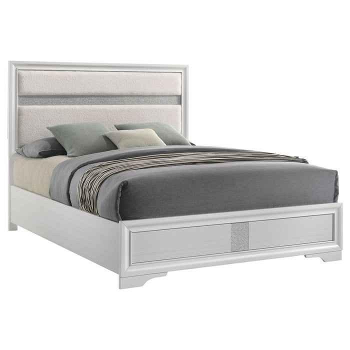 Miranda 54 - inch Upholstered California King Panel Bed White - Walo Furniture