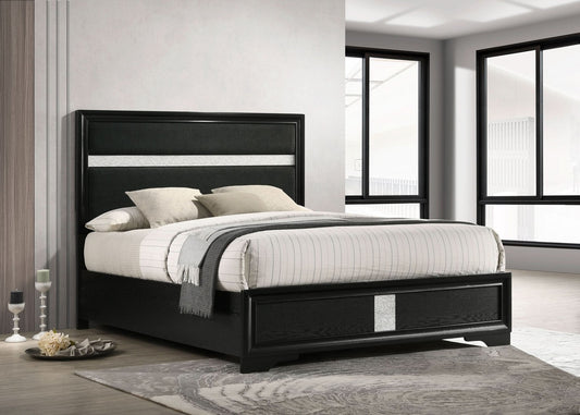 Miranda 54 - inch Upholstered Eastern King Panel Bed Black - Walo Furniture