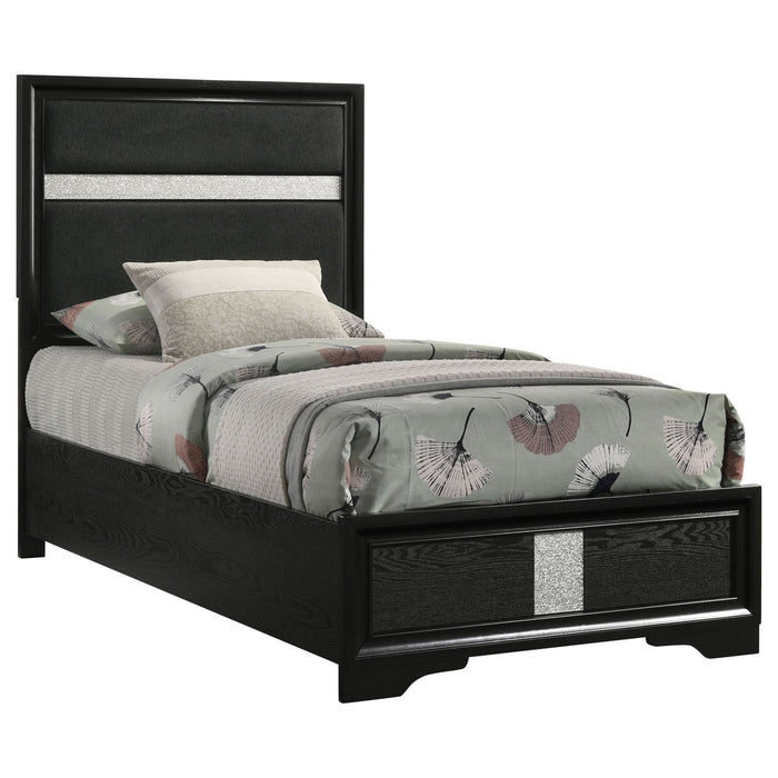 Miranda 54 - inch Upholstered Twin Panel Bed Black - Walo Furniture