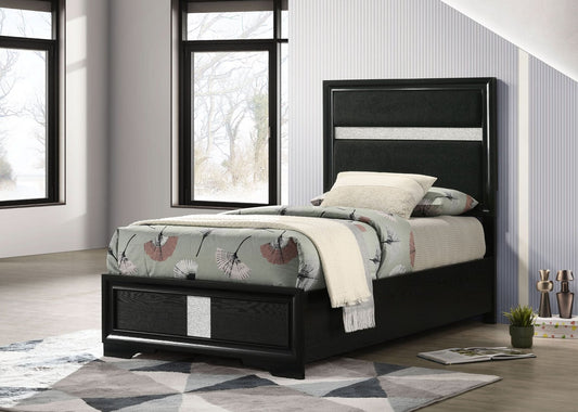 Miranda 54 - inch Upholstered Twin Panel Bed Black - Walo Furniture