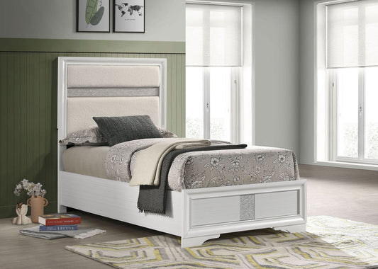 Miranda 54 - inch Upholstered Twin Panel Bed White - Walo Furniture