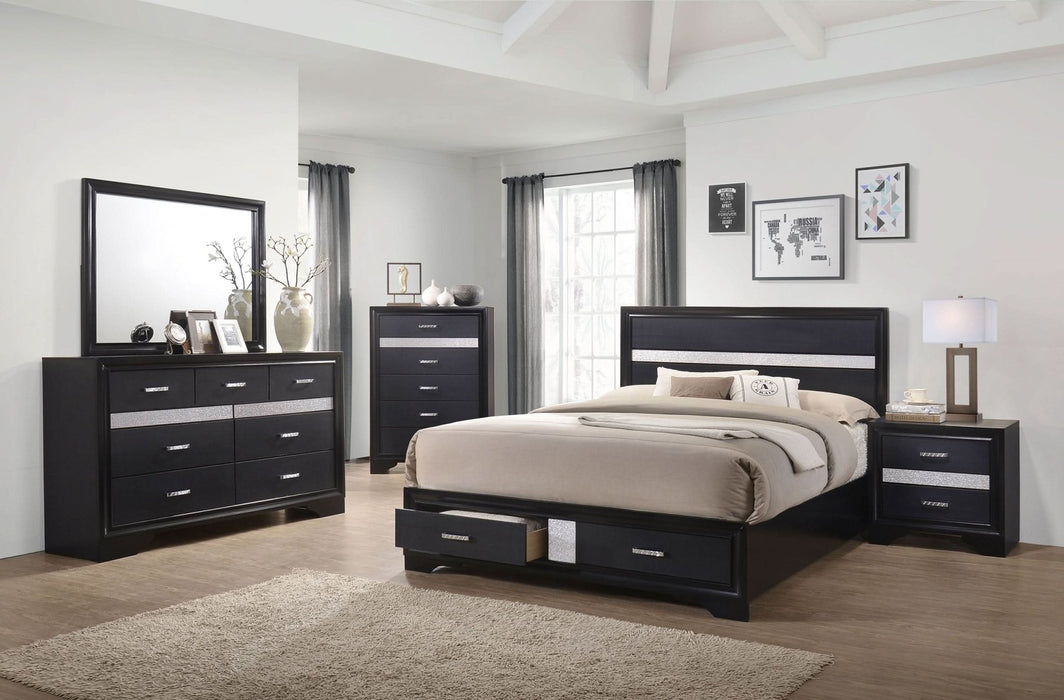 Miranda 7 - drawer Dresser with Mirror Black - Walo Furniture