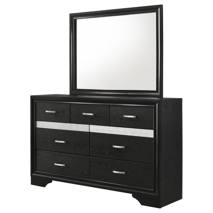 Miranda 7 - drawer Dresser with Mirror Black - Walo Furniture