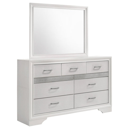 Miranda 7 - drawer Dresser with Mirror White - Walo Furniture