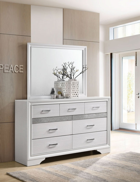 Miranda 7 - drawer Dresser with Mirror White - Walo Furniture