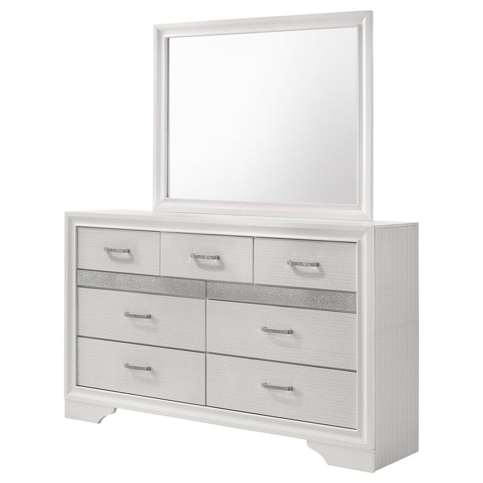 Miranda 7 - drawer Dresser with Mirror White - Walo Furniture