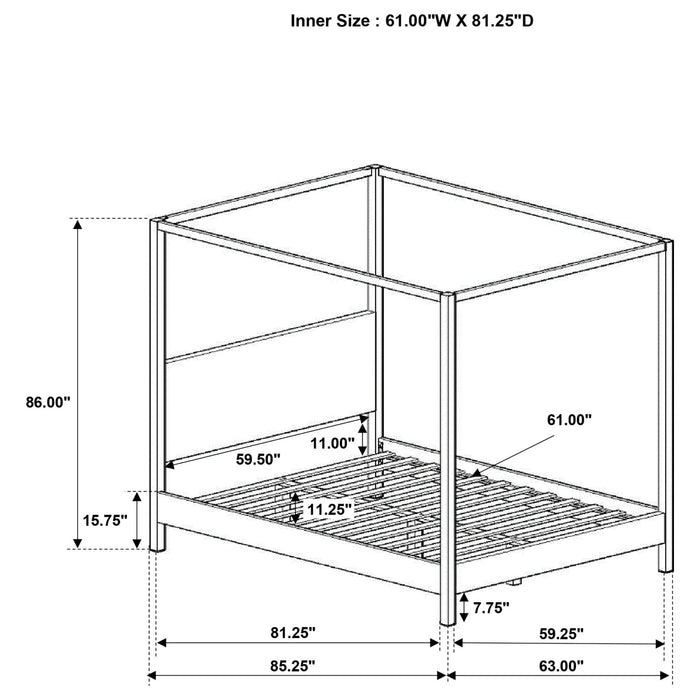 Monroe Upholstered Queen Canopy Bed Vanilla - Walo Furniture