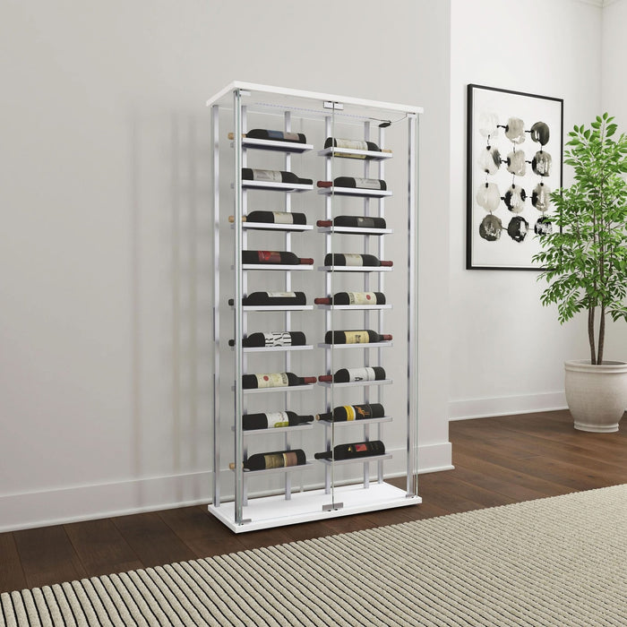 Montara Tempered Glass Wine Storage LED Curio Cabinet Chrome - Walo Furniture