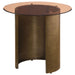 Morena Round Tawny Glass Top Side End Table Brushed Bronze - Walo Furniture