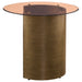 Morena Round Tawny Glass Top Side End Table Brushed Bronze - Walo Furniture