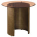 Morena Round Tawny Glass Top Side End Table Brushed Bronze - Walo Furniture