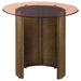 Morena Round Tawny Glass Top Side End Table Brushed Bronze - Walo Furniture