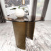 Morena Round Tawny Glass Top Side End Table Brushed Bronze - Walo Furniture