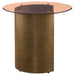 Morena Round Tawny Glass Top Side End Table Brushed Bronze - Walo Furniture