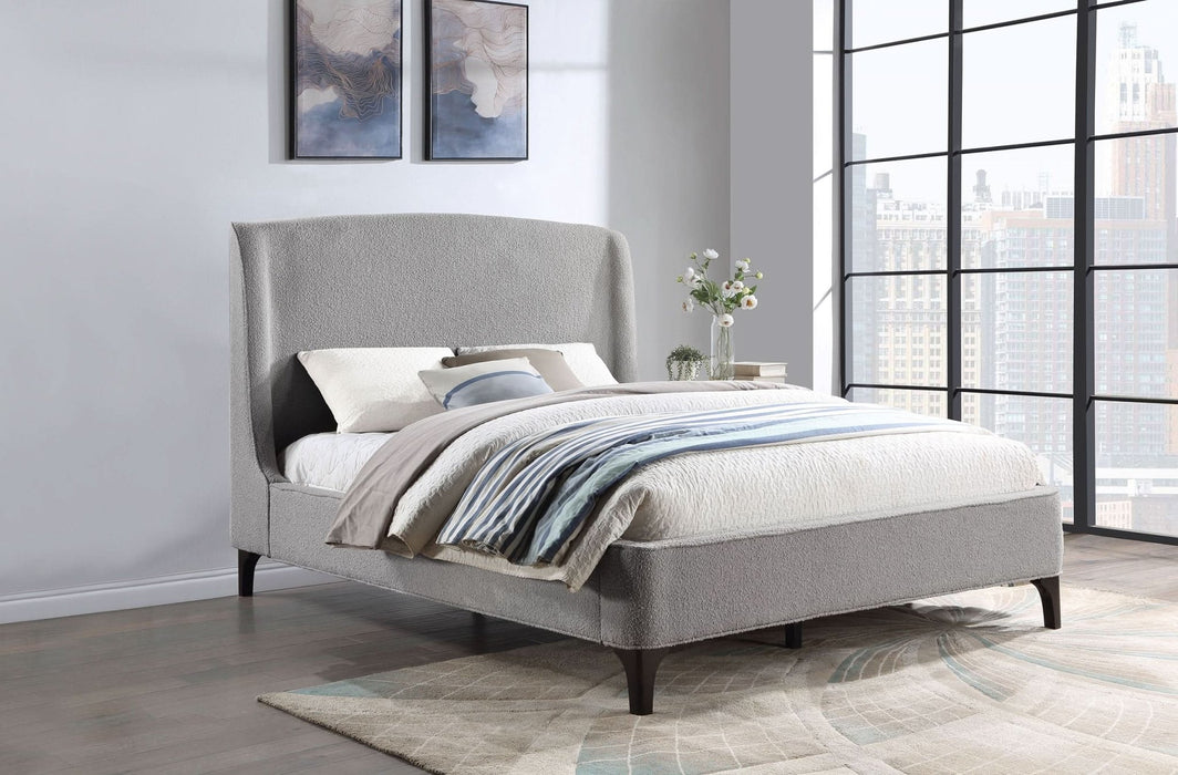 Mosby Upholstered Eastern King Wingback Bed Grey - Walo Furniture